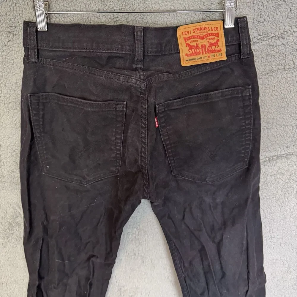 Levis Workwear Fit Jeans Mens 30x30 Black Denim Straight Leg‎